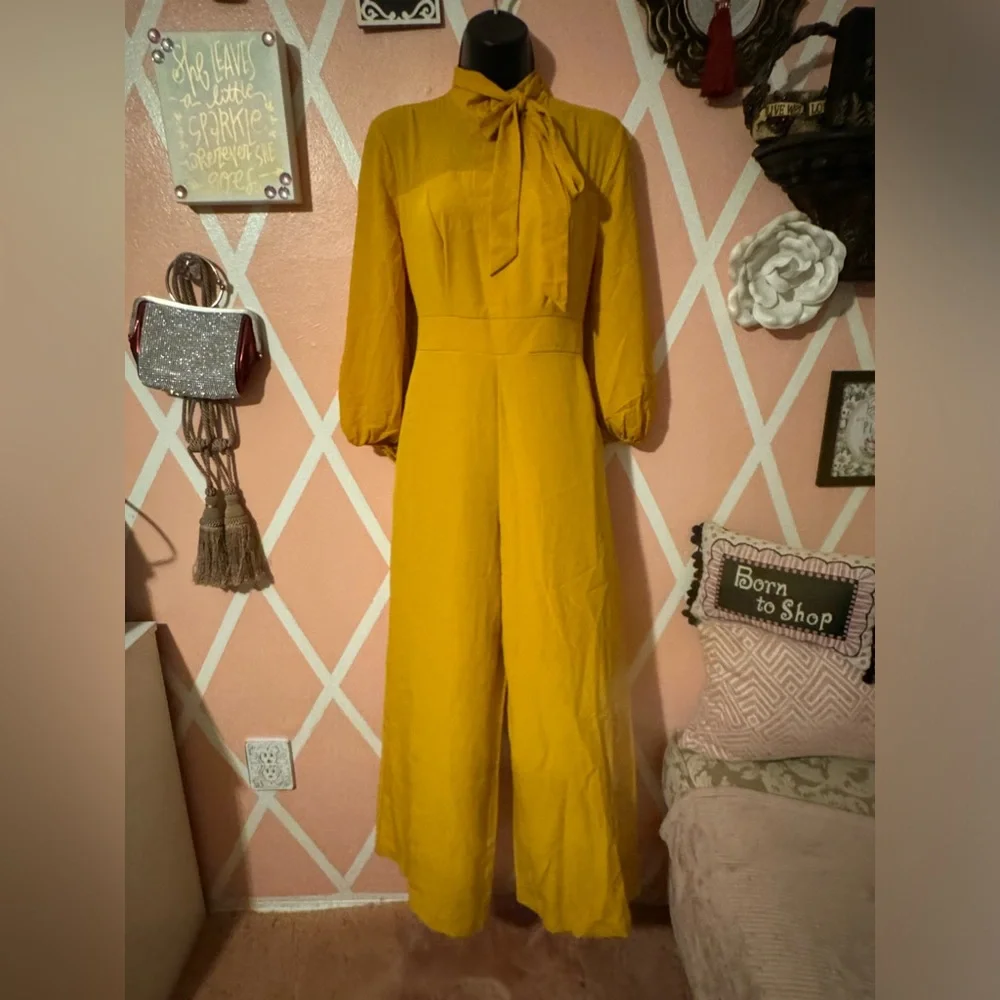 New York & Company Yellow Jumpsuit - Picture 2 of 7